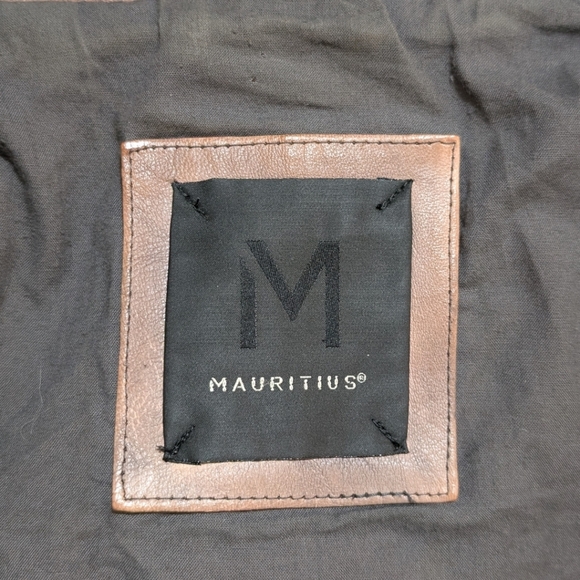 Mauritius "Megyn" Hooded Lambskin Leather Moto Jacket - Brown Size 8 Slim Fit - Picture 7 of 11